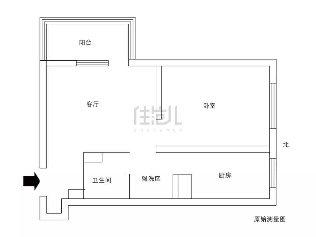 43m²一居室北欧-户型