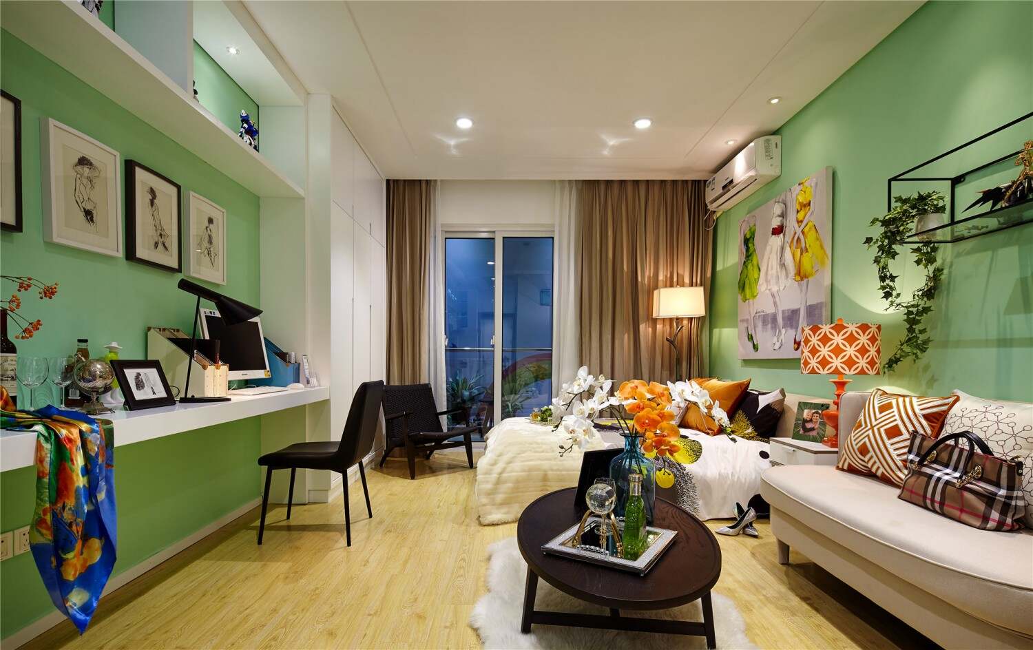 80㎡綠色環保溫馨客廳裝修設計圖
