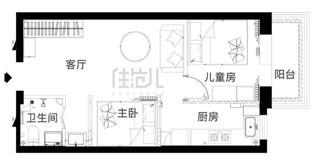 46m²两居室日式-户型