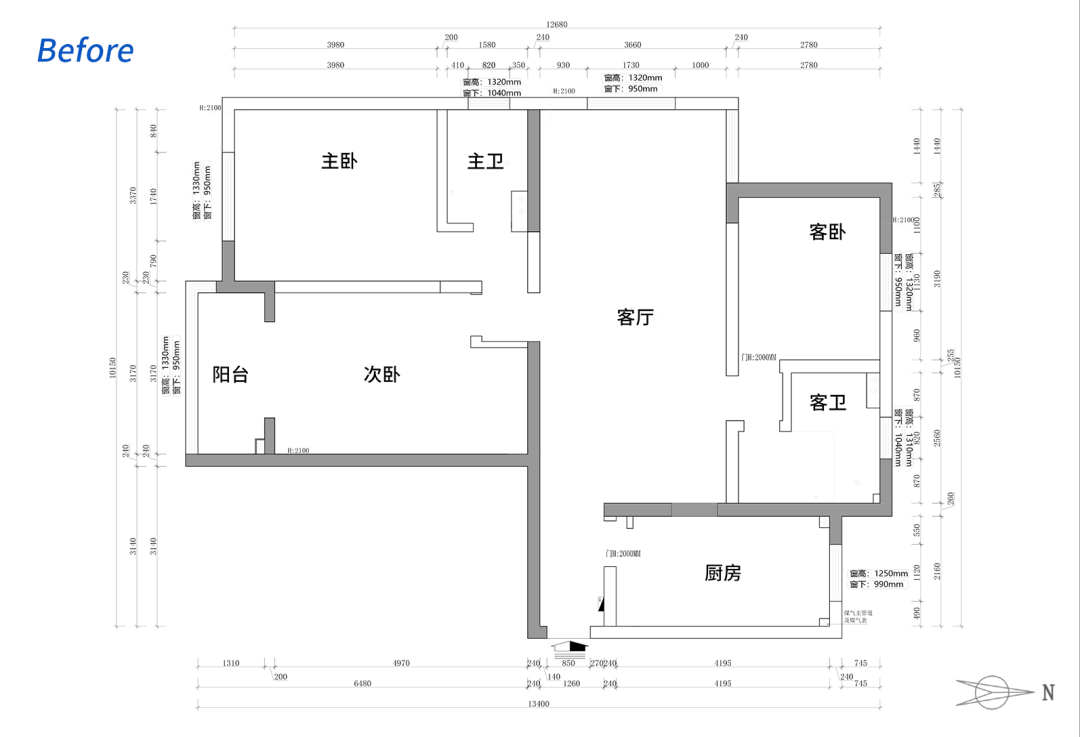 103m²三居室现代简约-户型