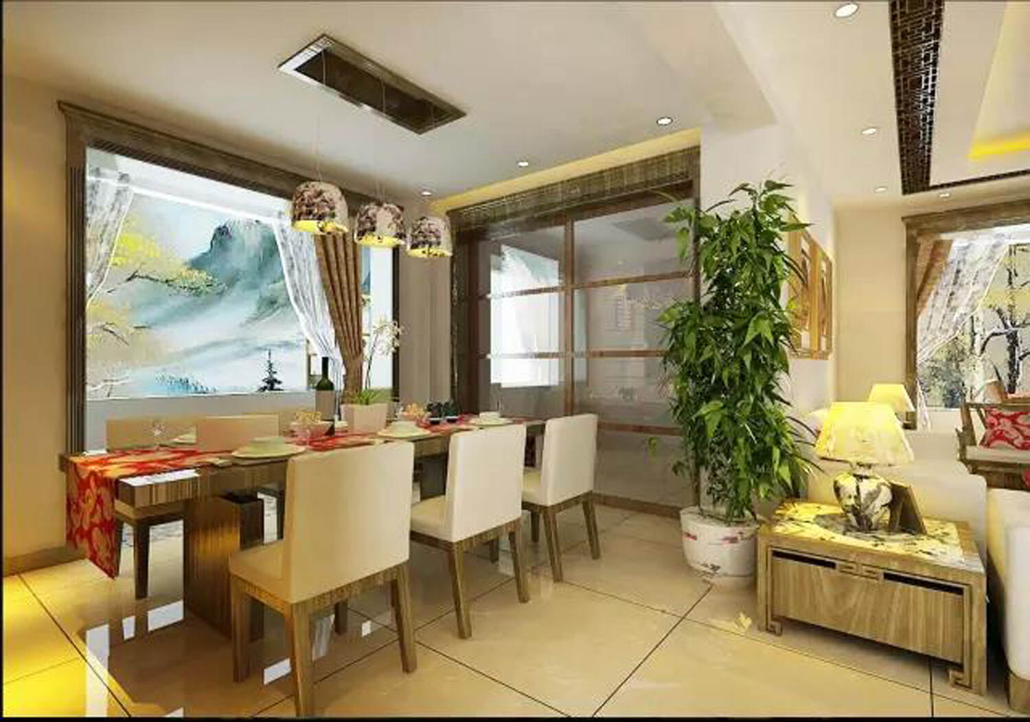 三居室餐厅地中海风格效果图