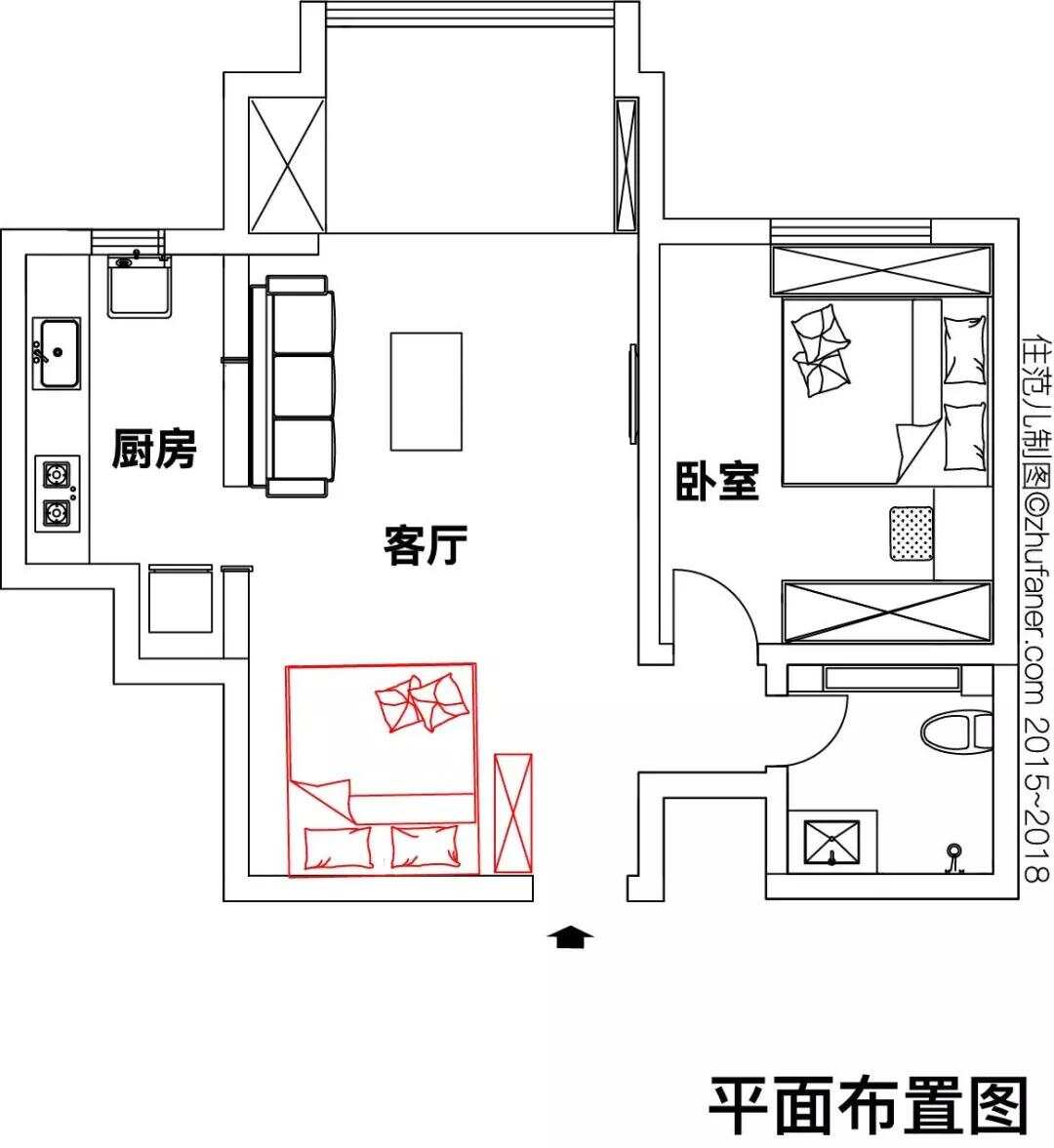 56m²两居室宜家-户型