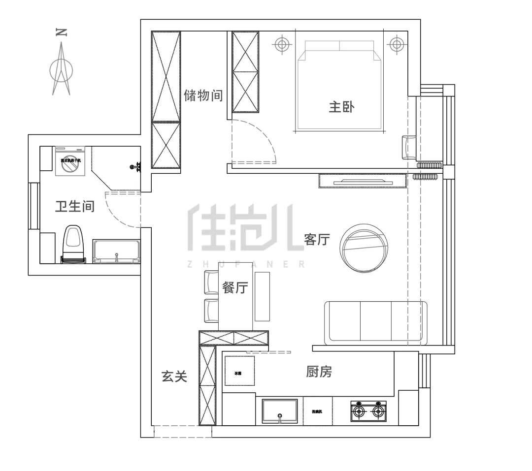 77m²一居室轻奢-户型