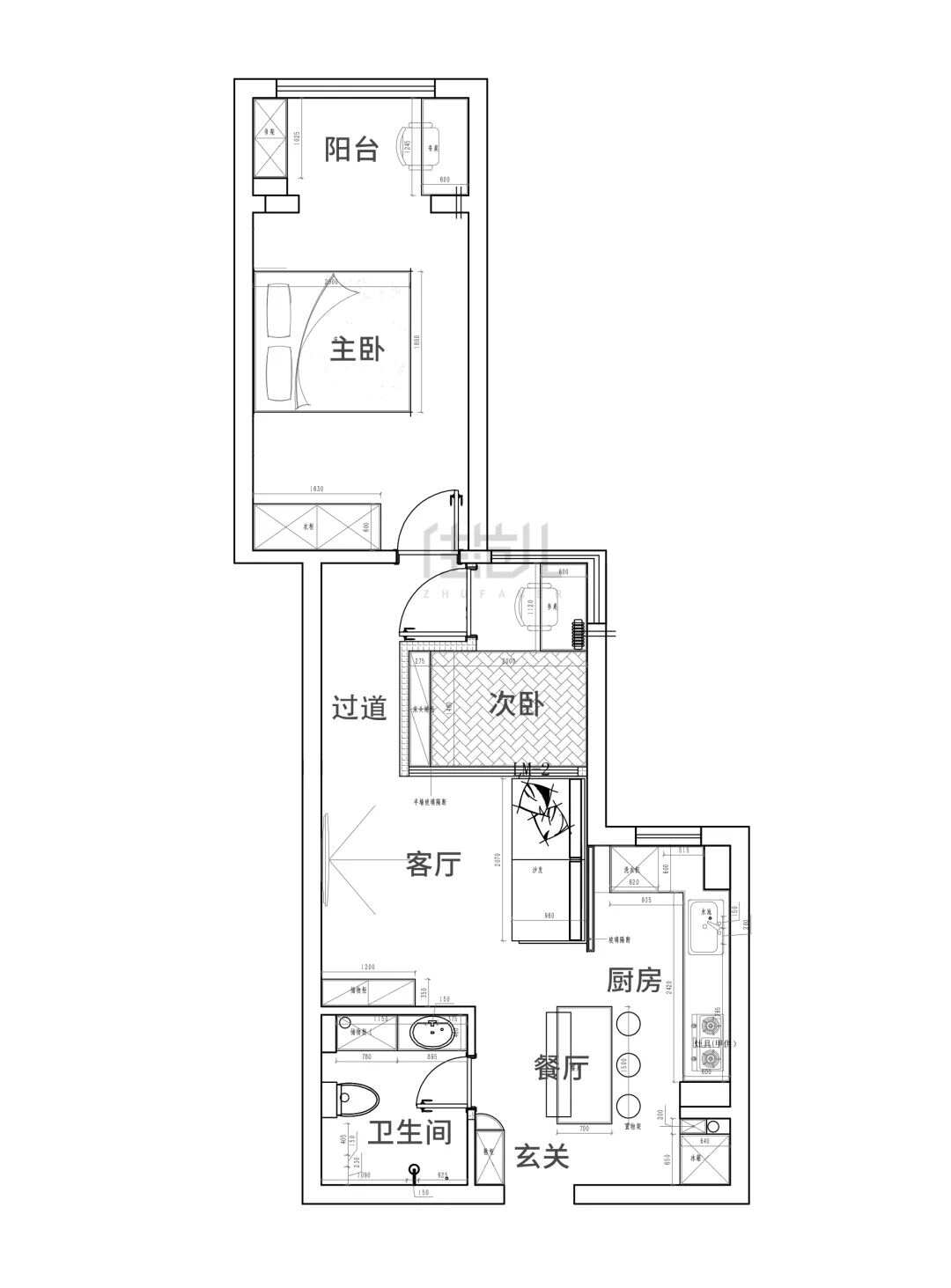 67m²两居室现代简约-户型