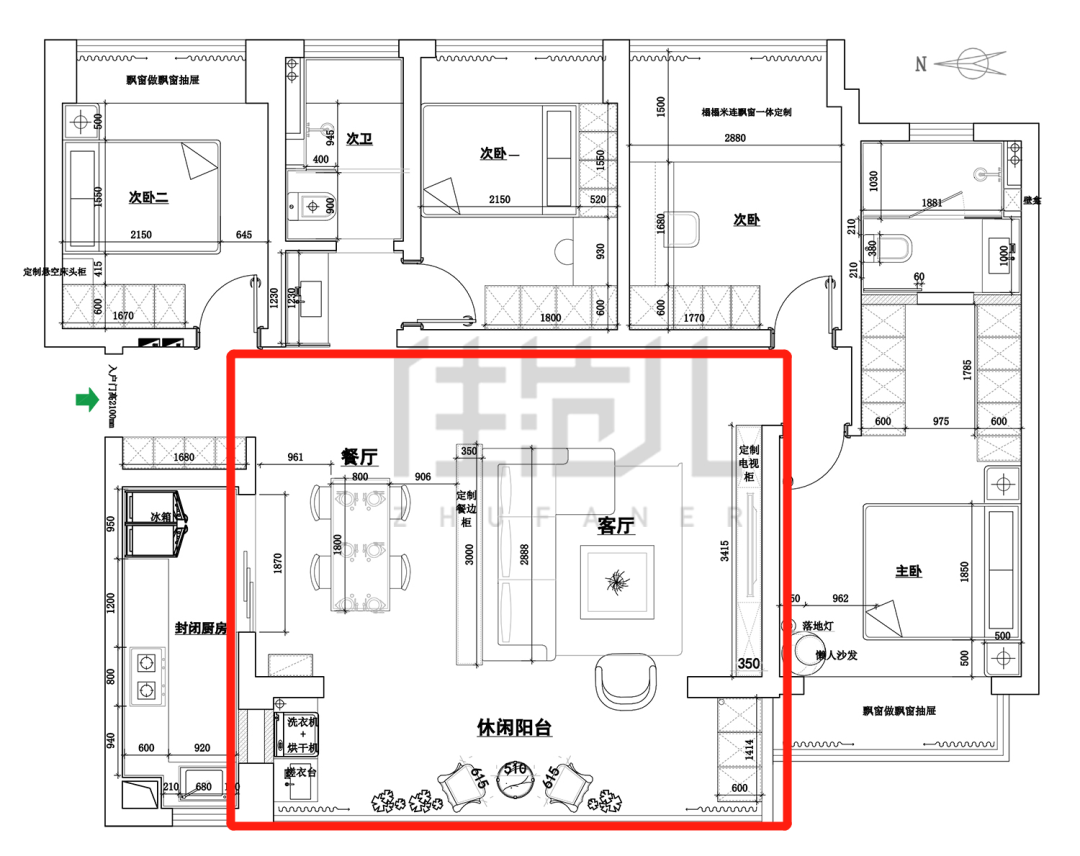 140m²四居室轻奢-客厅效果图