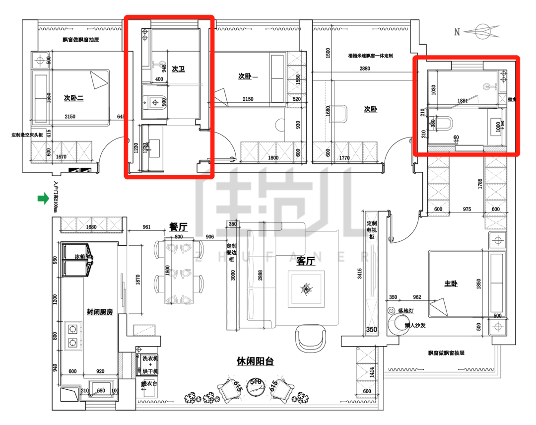 140m²四居室轻奢-卫生间效果图