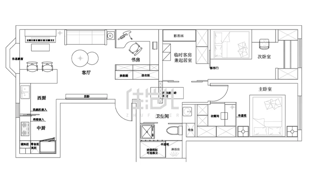 78m²两居室轻奢-户型