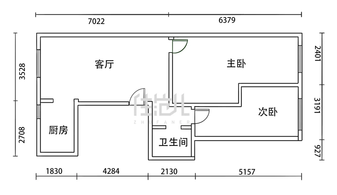 78m²两居室轻奢-户型