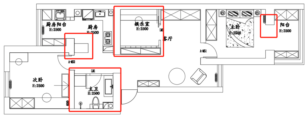 60m²三居室现代简约-户型