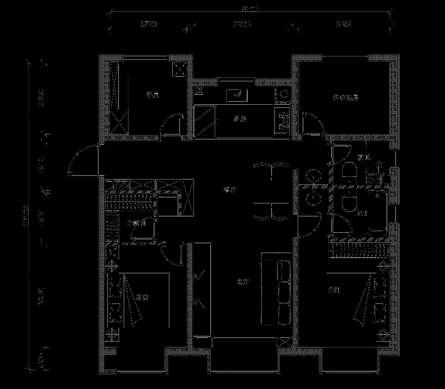 120m²三居室现代简约-户型