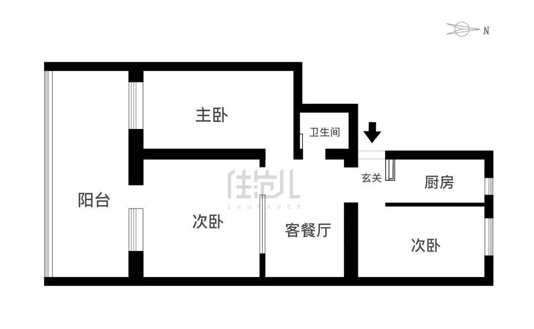 88m²三居室宜家-户型