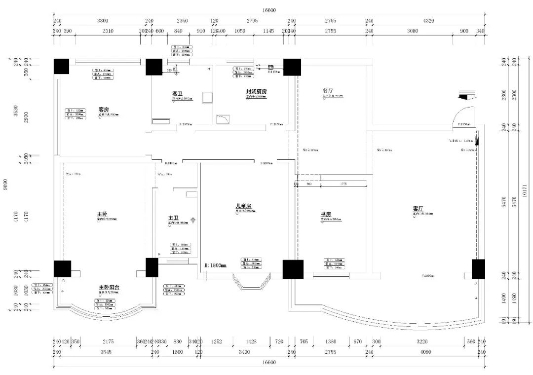 126m²三居室法式-户型