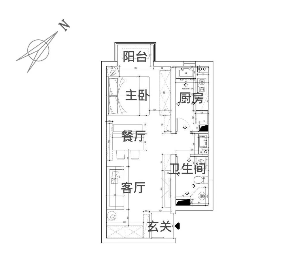 40m²一居室田园-户型