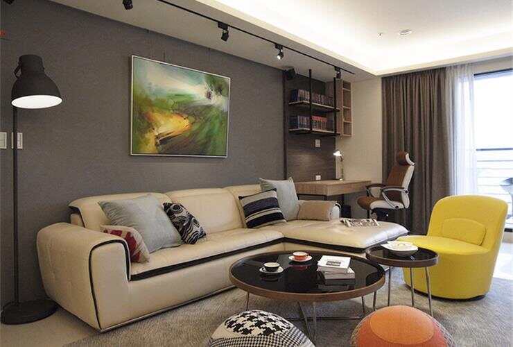 时尚现代风客厅米白沙发装饰设计图