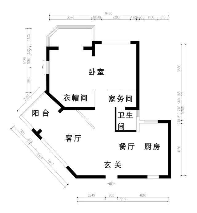 114m²一居室北欧-户型