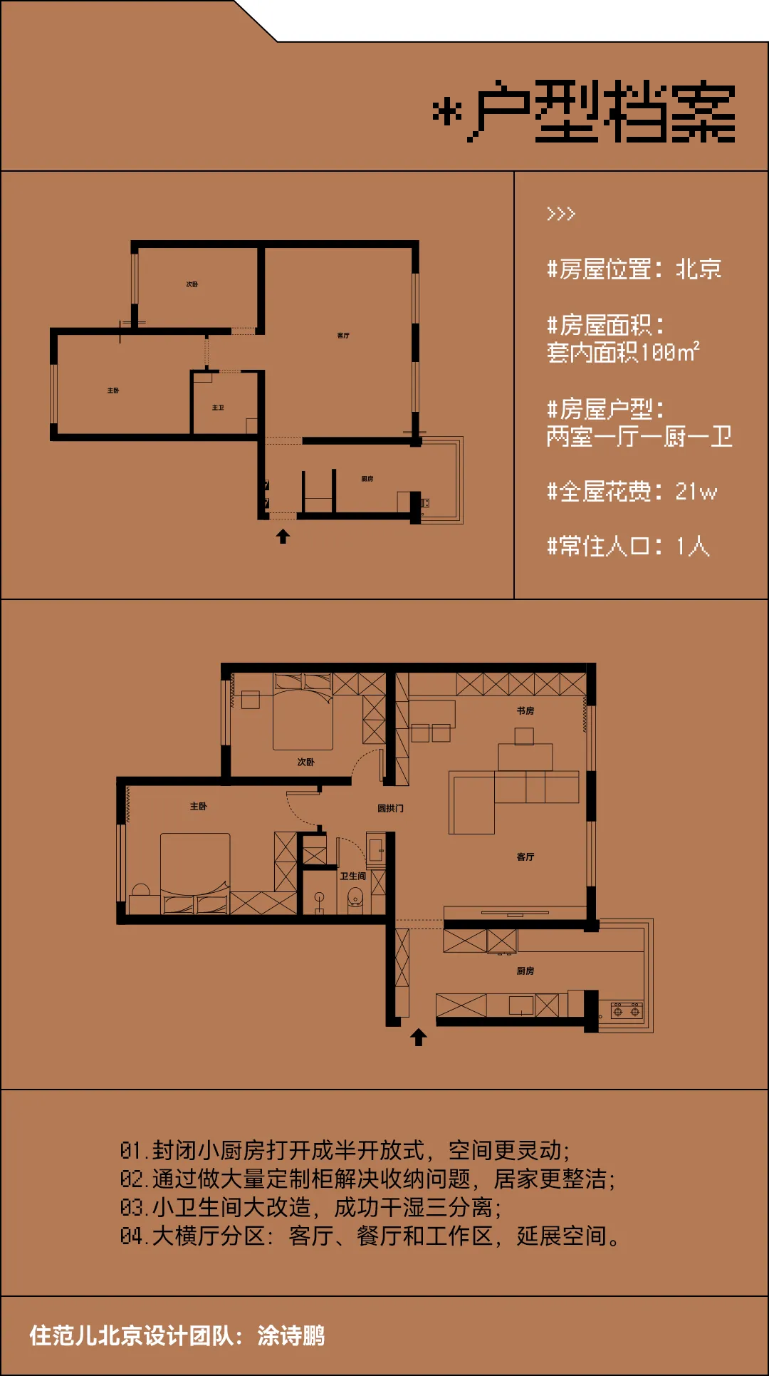 100m²两居室现代简约-户型