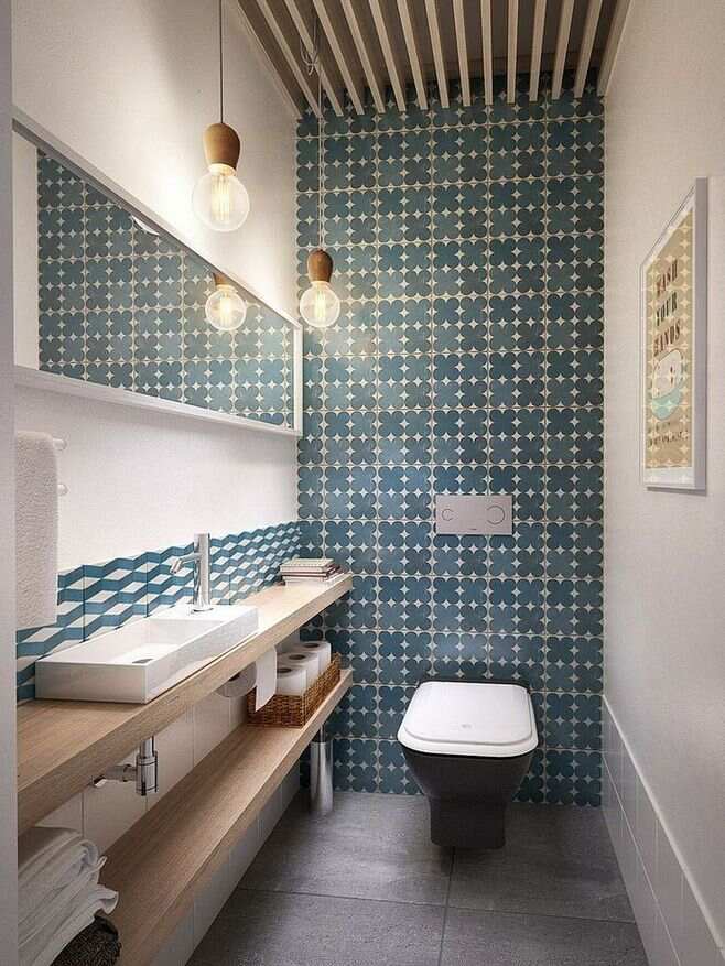 蓝色墙砖北欧风格卫生间设计