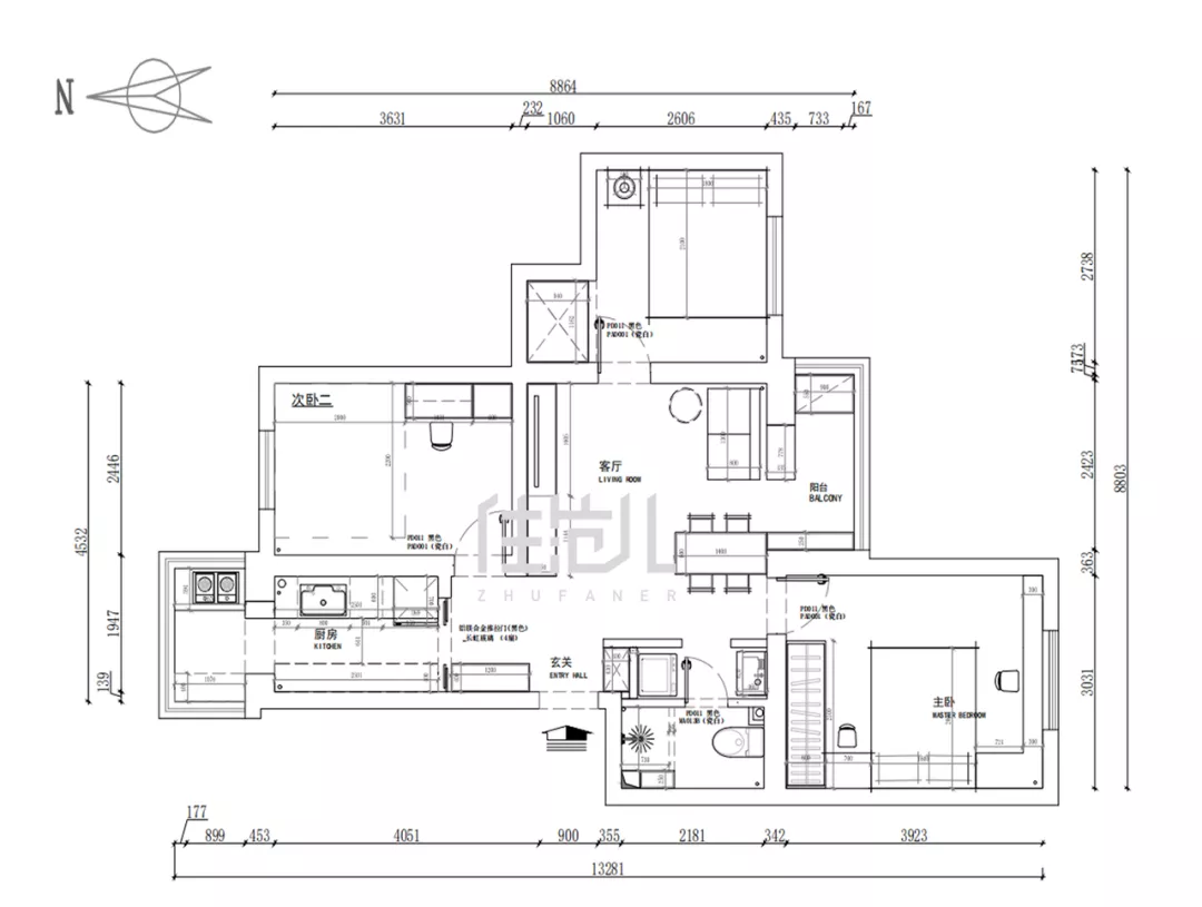 69m²三居室现代简约-户型