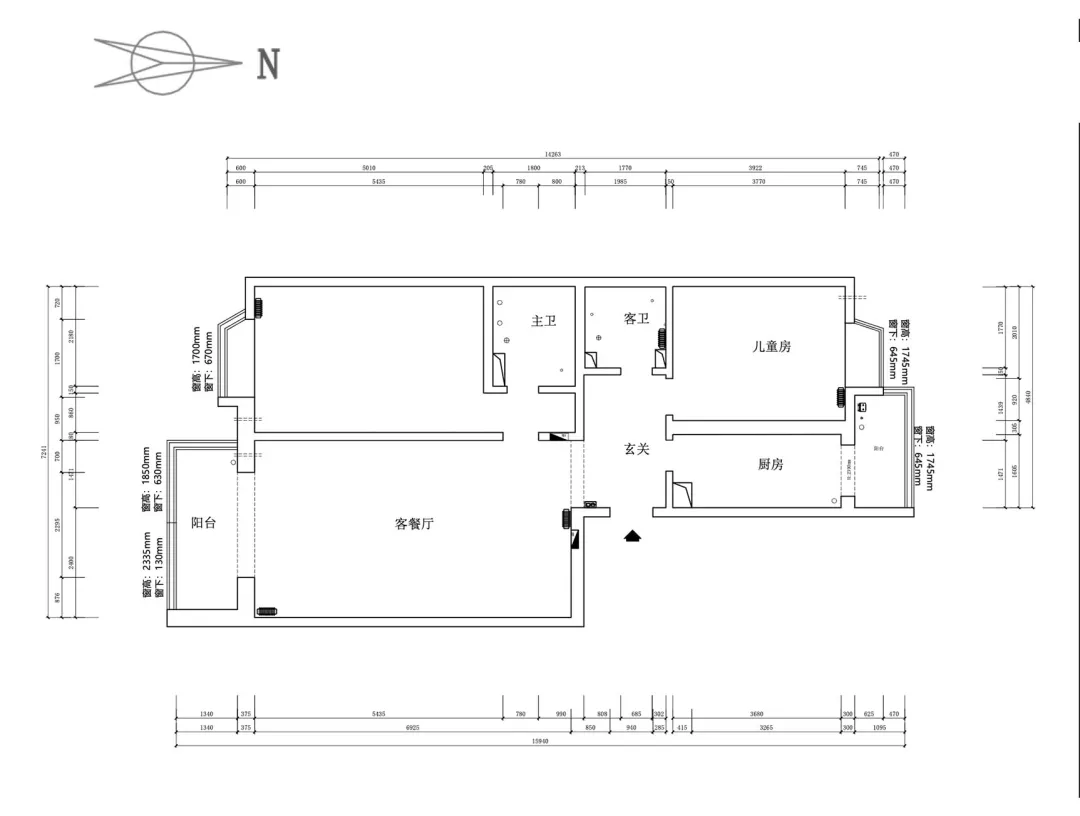 90m²两居室现代简约-户型