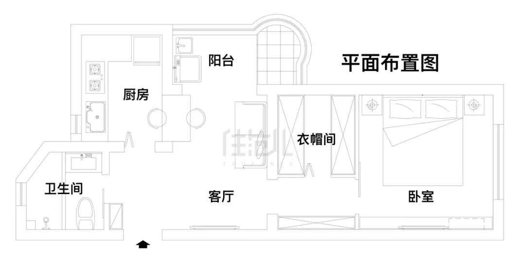 50m²一居室现代简约-户型