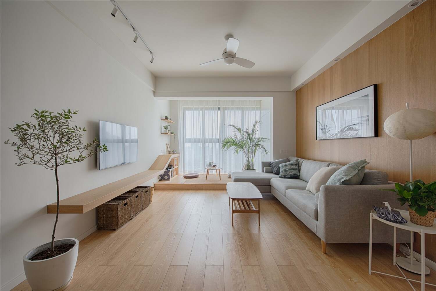 日式风格120平米三居客厅装修效果图