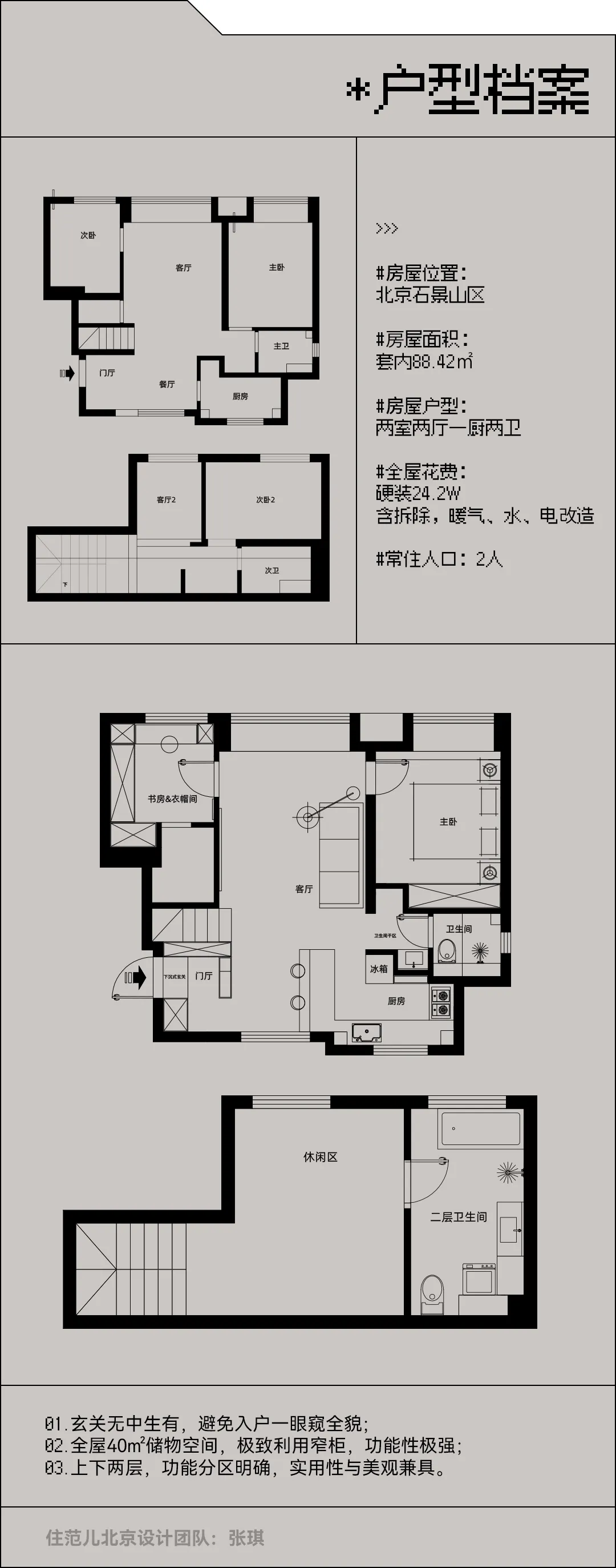 88m²两居室现代简约-户型