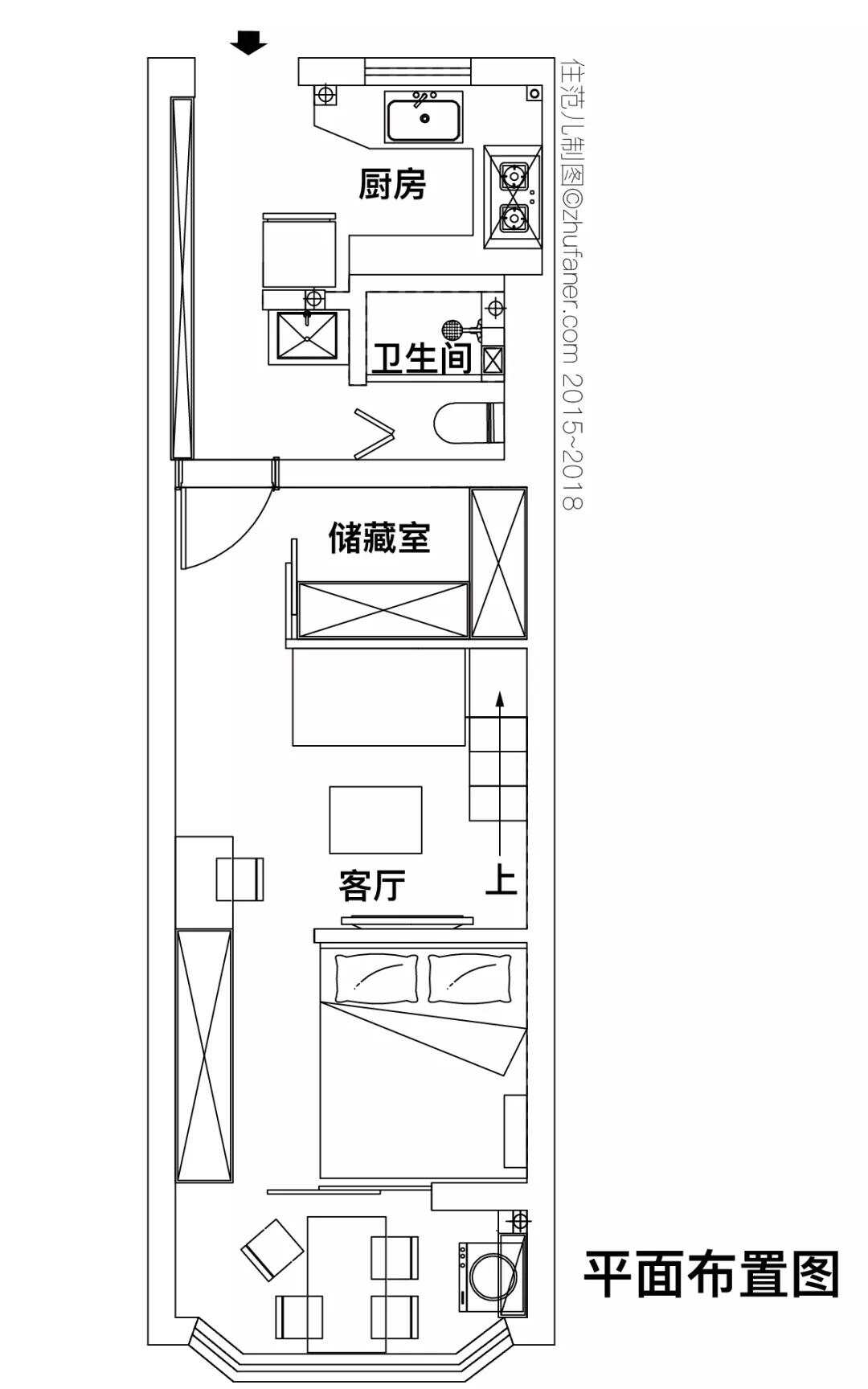 32m²两居室北欧-户型