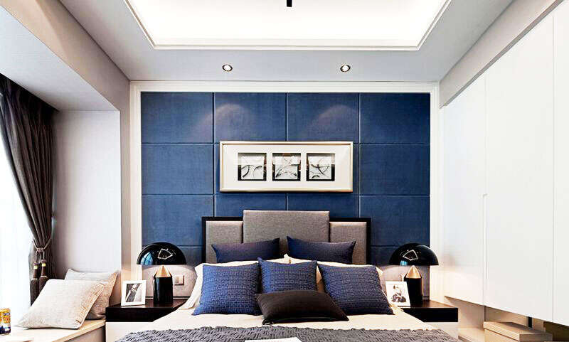 70平米现代简约装修卧室床头设计