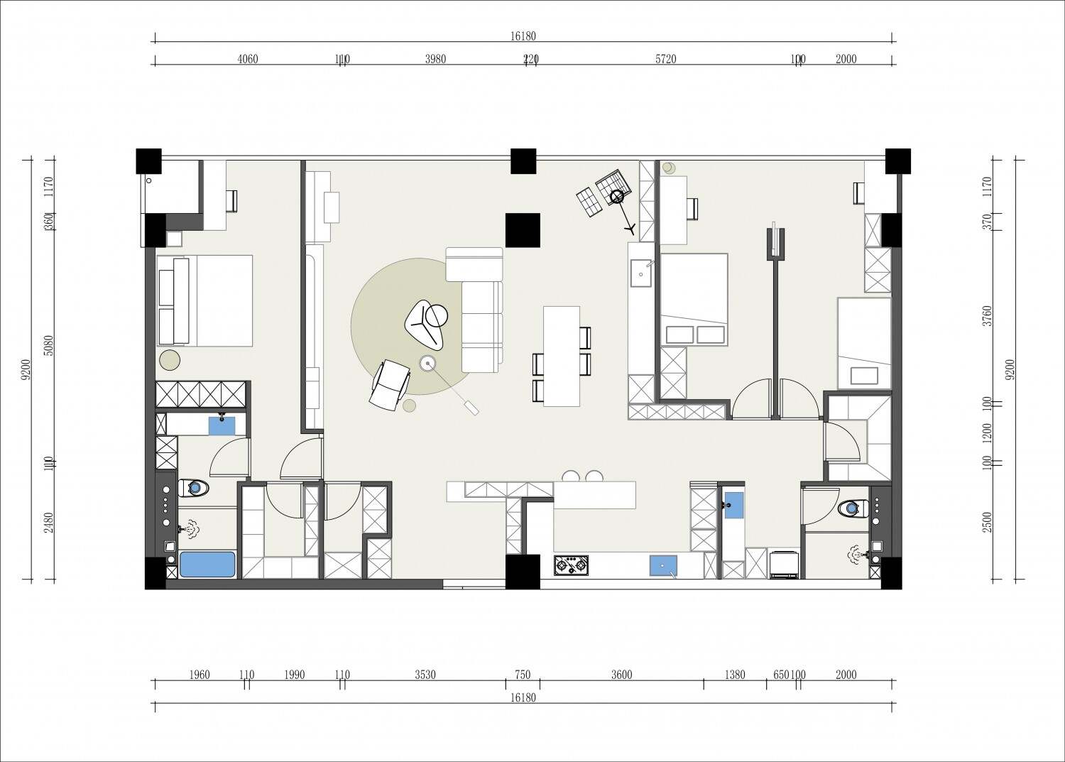 150m²三居室现代简约-户型
