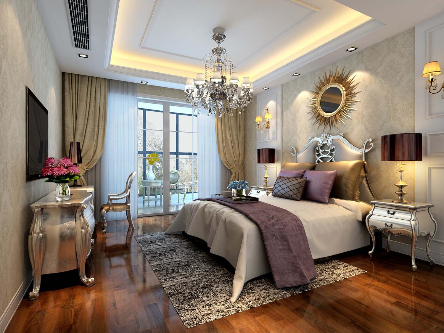 高贵典雅欧式风格卧室效果图