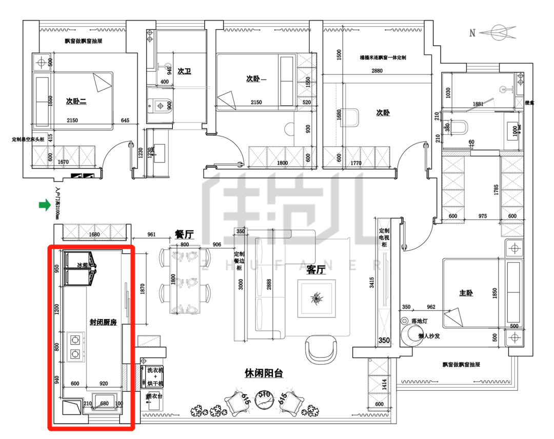 140m²四居室轻奢-厨房效果图