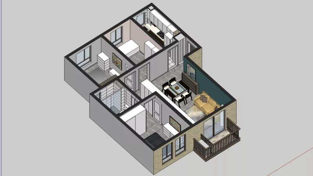 120m²两居室现代简约-户型