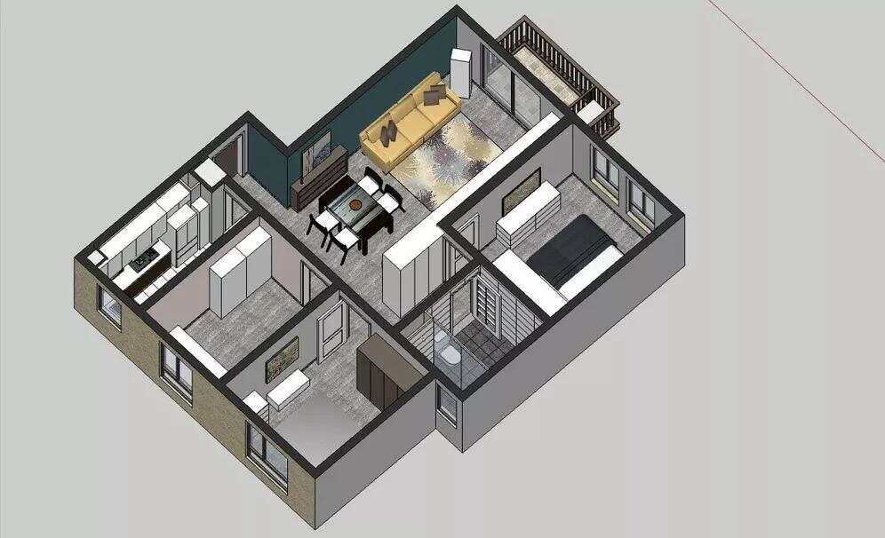 120m²两居室现代简约-户型