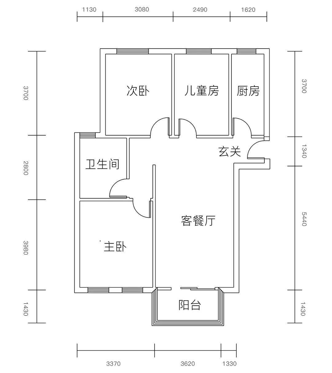 120m²两居室现代简约-户型