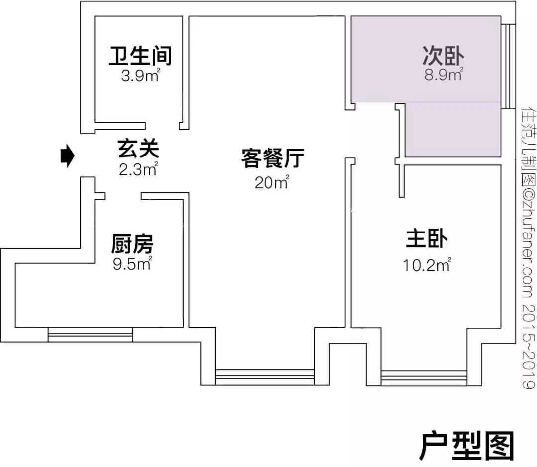 55m²两居室新中式-户型