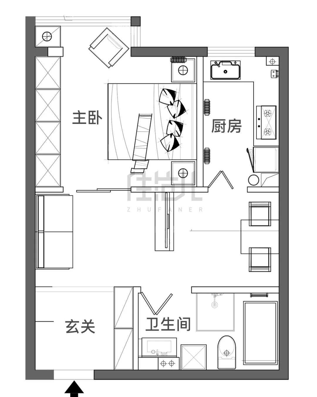 45m²一居室轻奢-户型