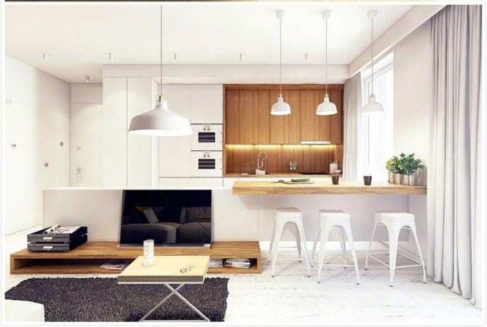 日式风格白色开放式厨房装修