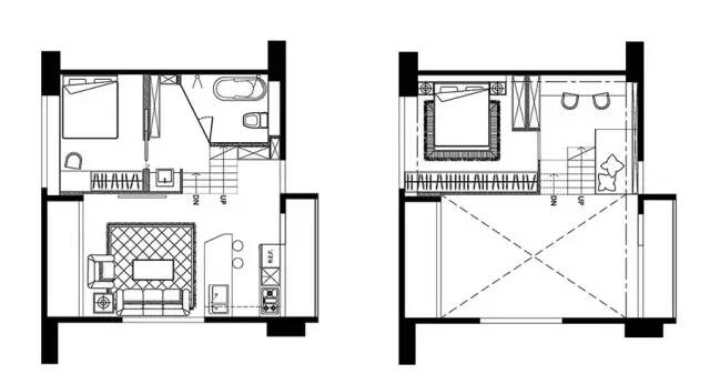 46平米loft两居室平面户型图