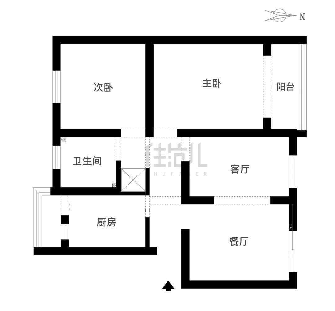 76m²两居室美式-户型