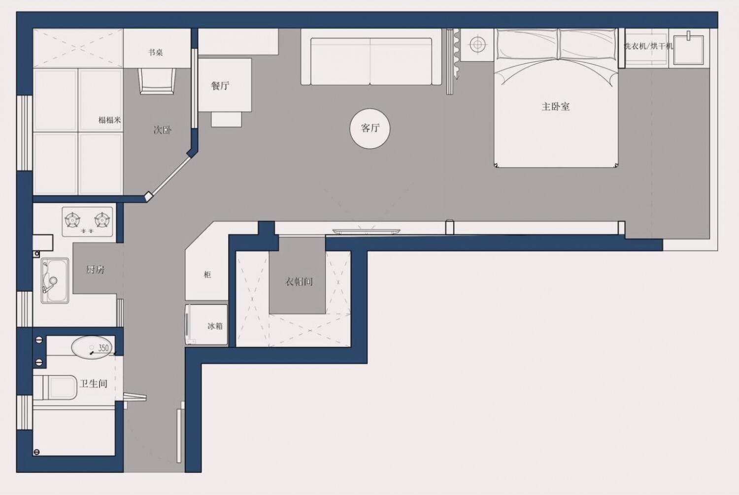 75m²两居室欧式-户型
