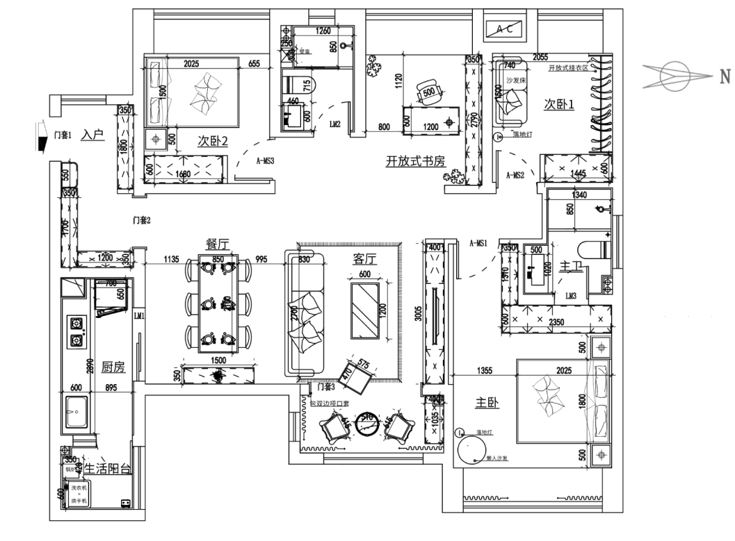 122m²四居室日式-户型