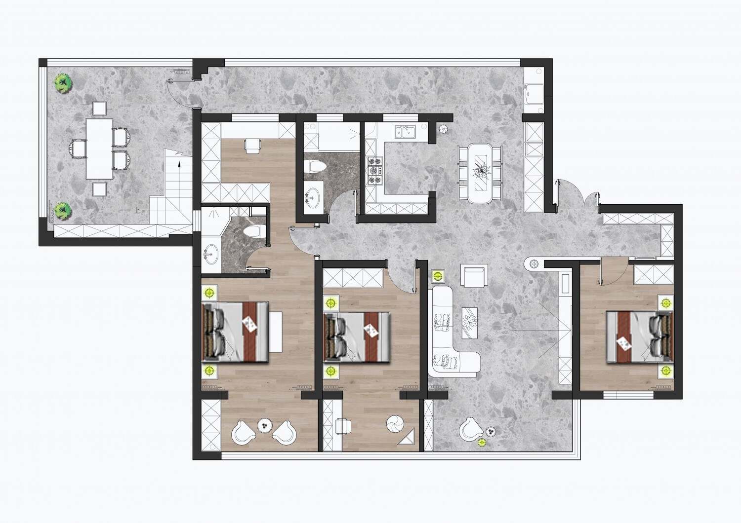 120m²三居室现代简约-户型