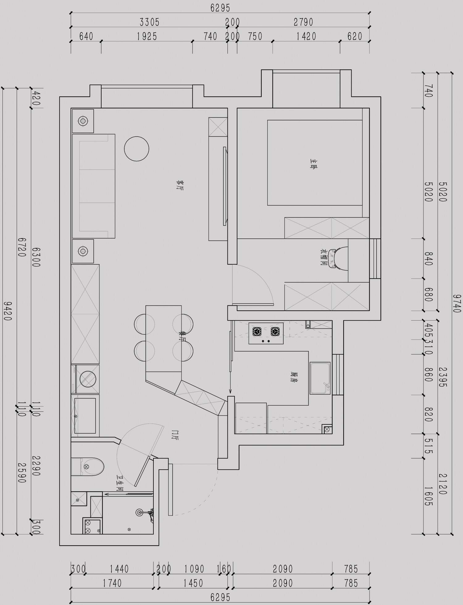 45m²一居室现代简约-户型