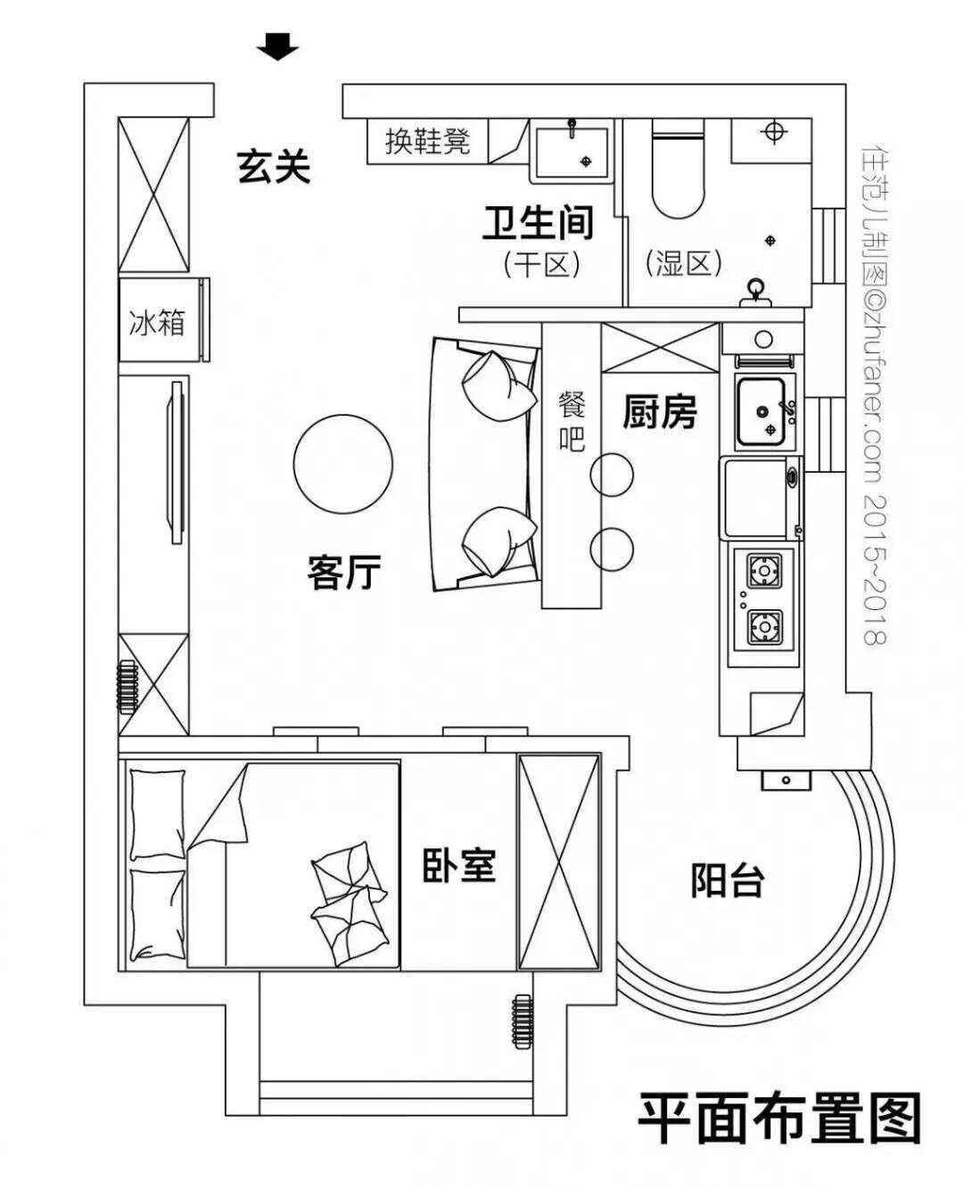 30m²一居室宜家-户型