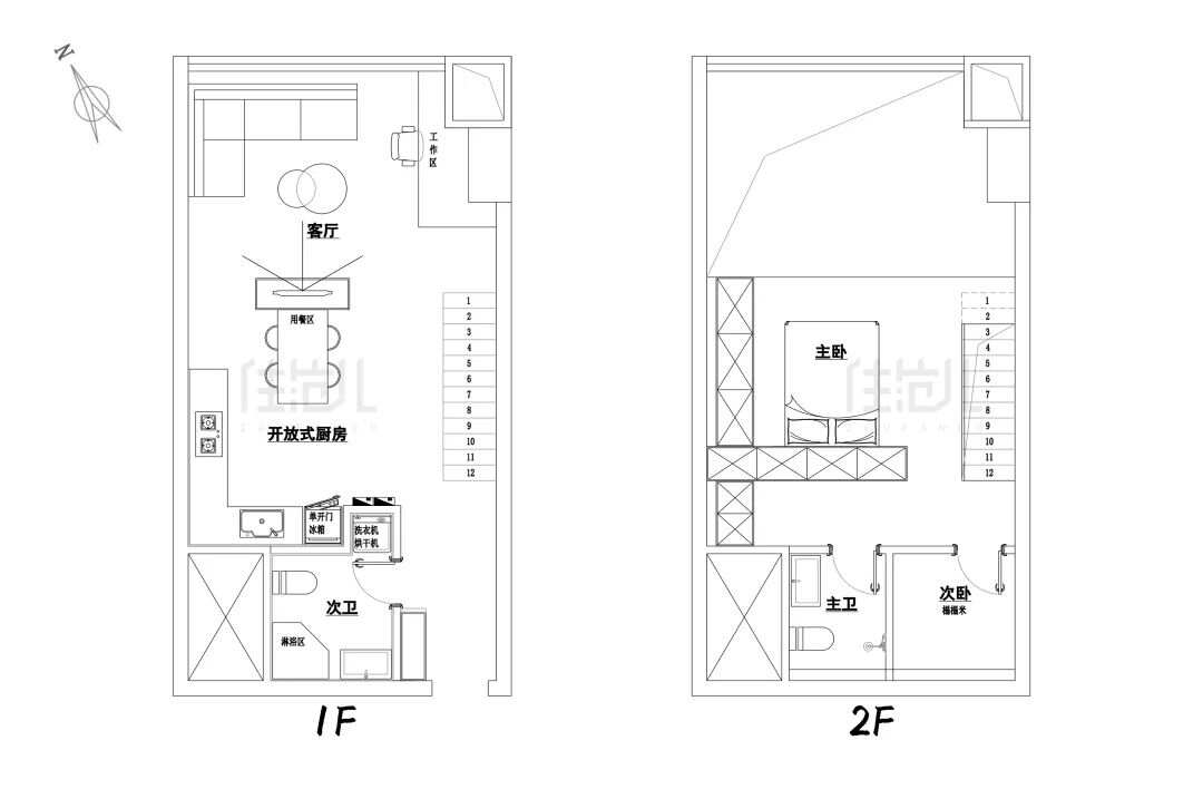 47m²两居室现代简约-户型