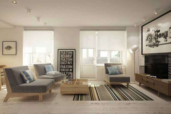 舒适简单北欧风客厅布艺沙发效果图