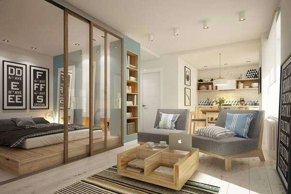 简洁中式风客厅卧室玻璃隔断设计图