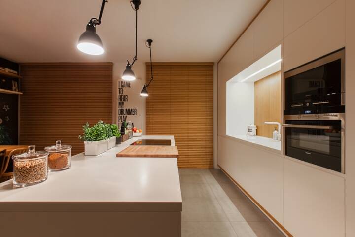 中式風格淺色原木廚房吧臺設計圖