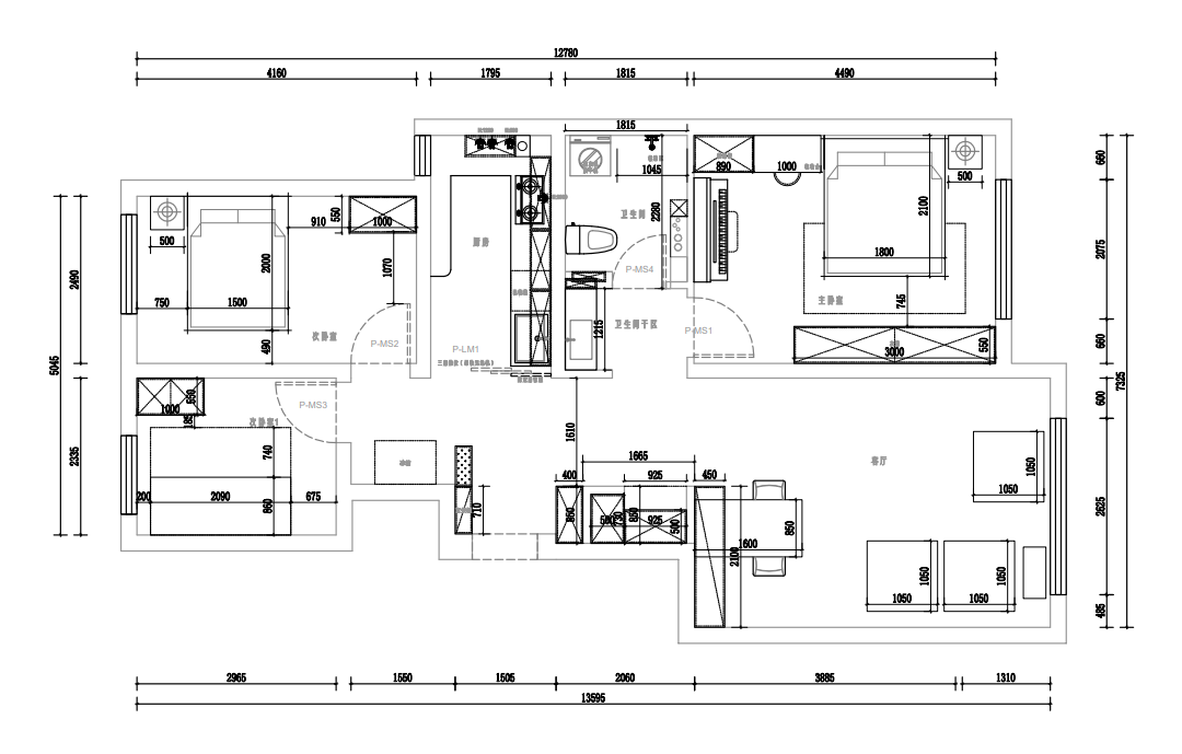 85m²三居室轻奢-户型