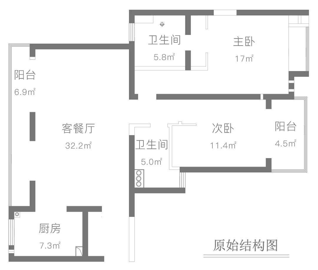 104m²两居室轻奢-户型